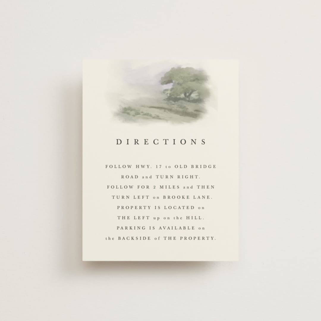 "Hillside" - Direction Cards in Moss by Hannah Williams - Front