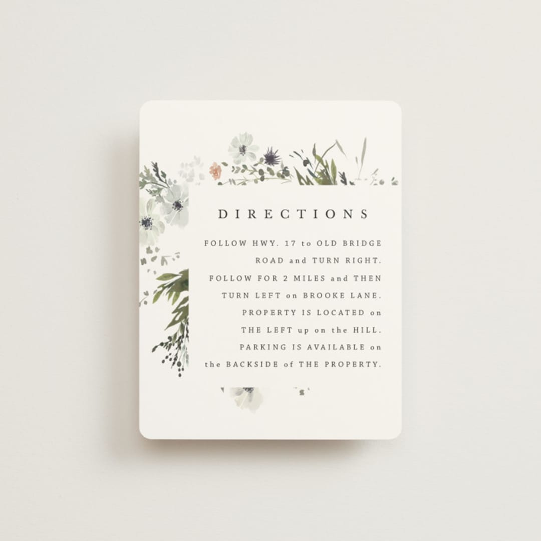 "Wildflower Garden" - Direction Cards in Lace by Hannah Williams - Front