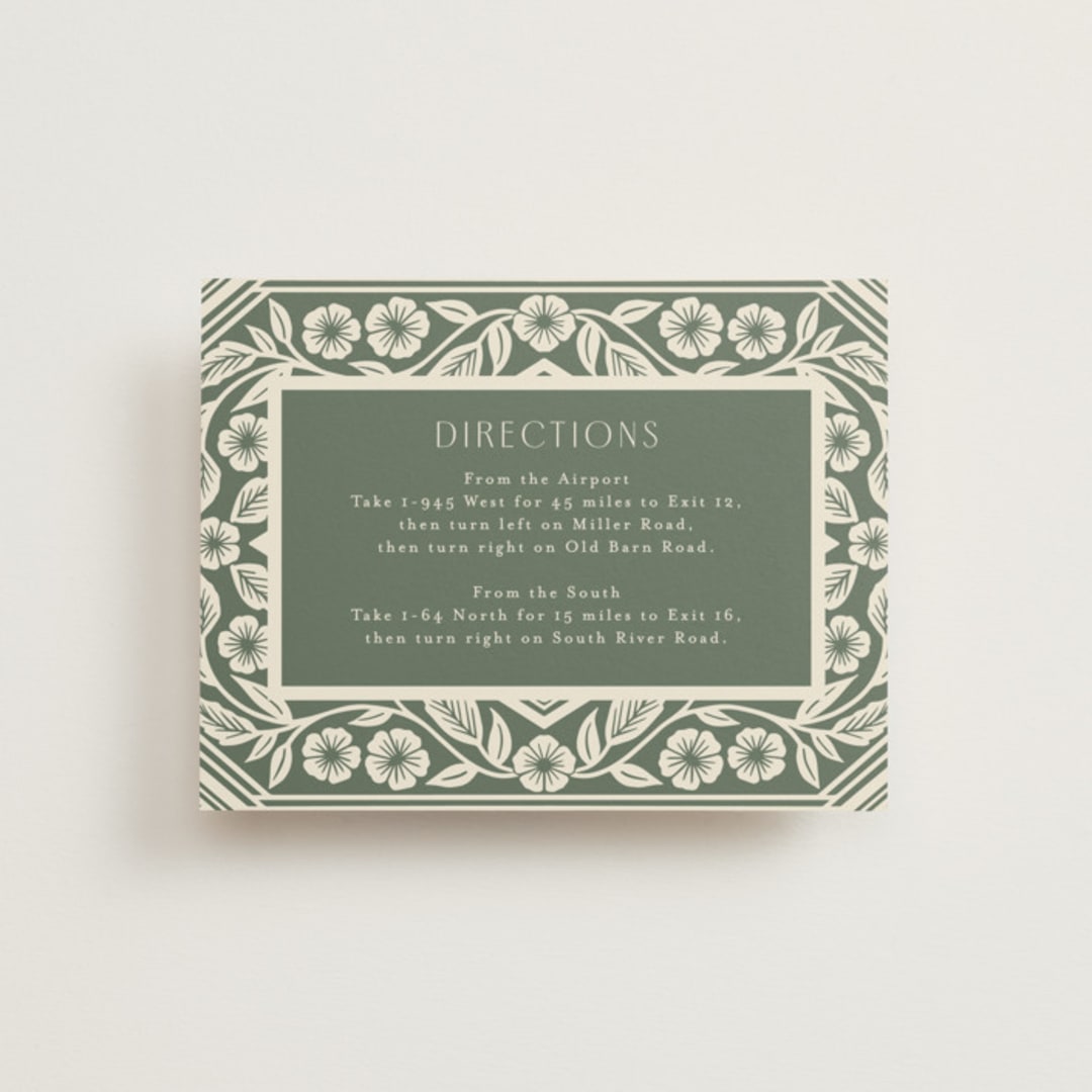 "Floral Diamond" - Direction Cards in Eucalyptus by Katharine Watson - Front