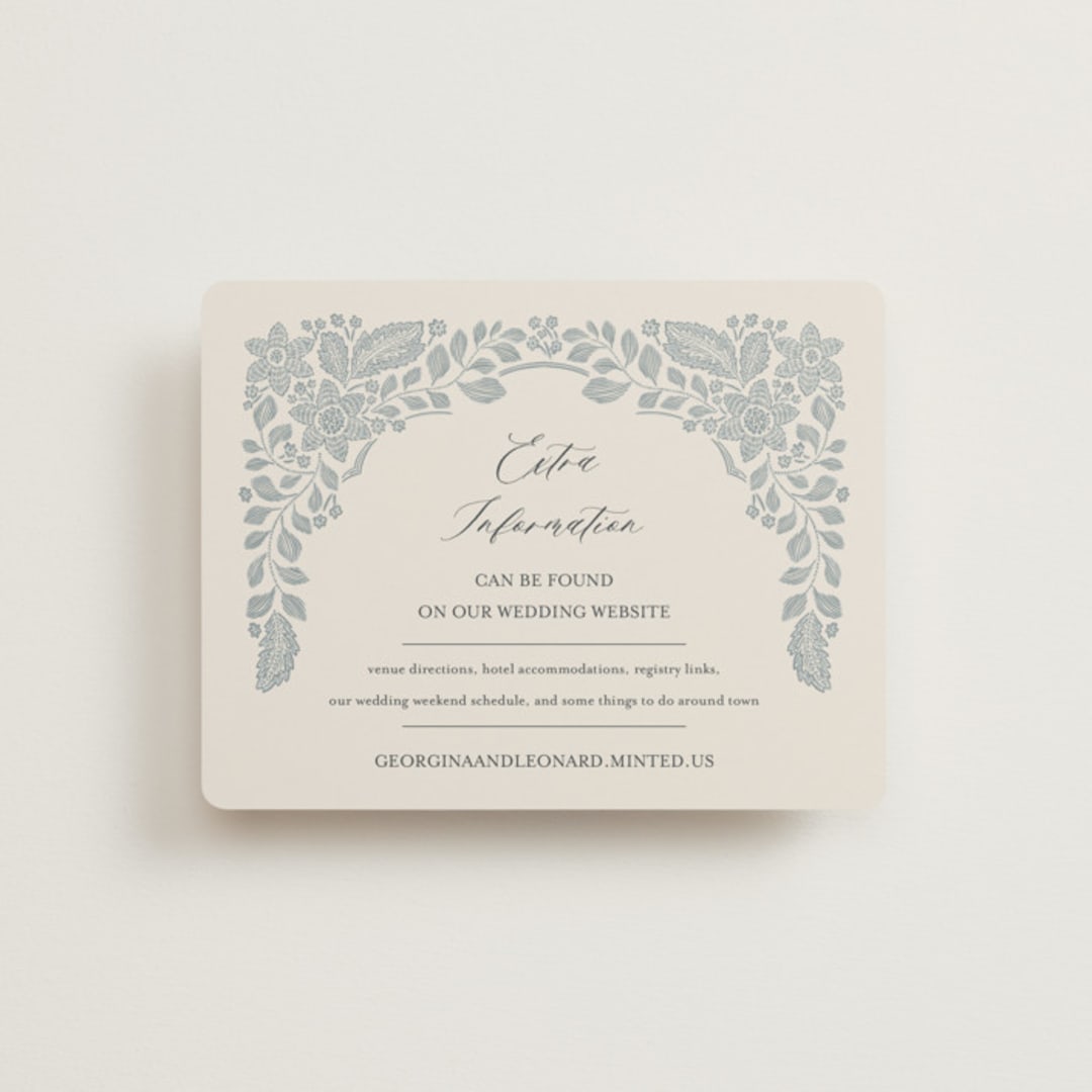 "Embroidered" - Direction Cards in Dusty Blue by Jen Owens - Front