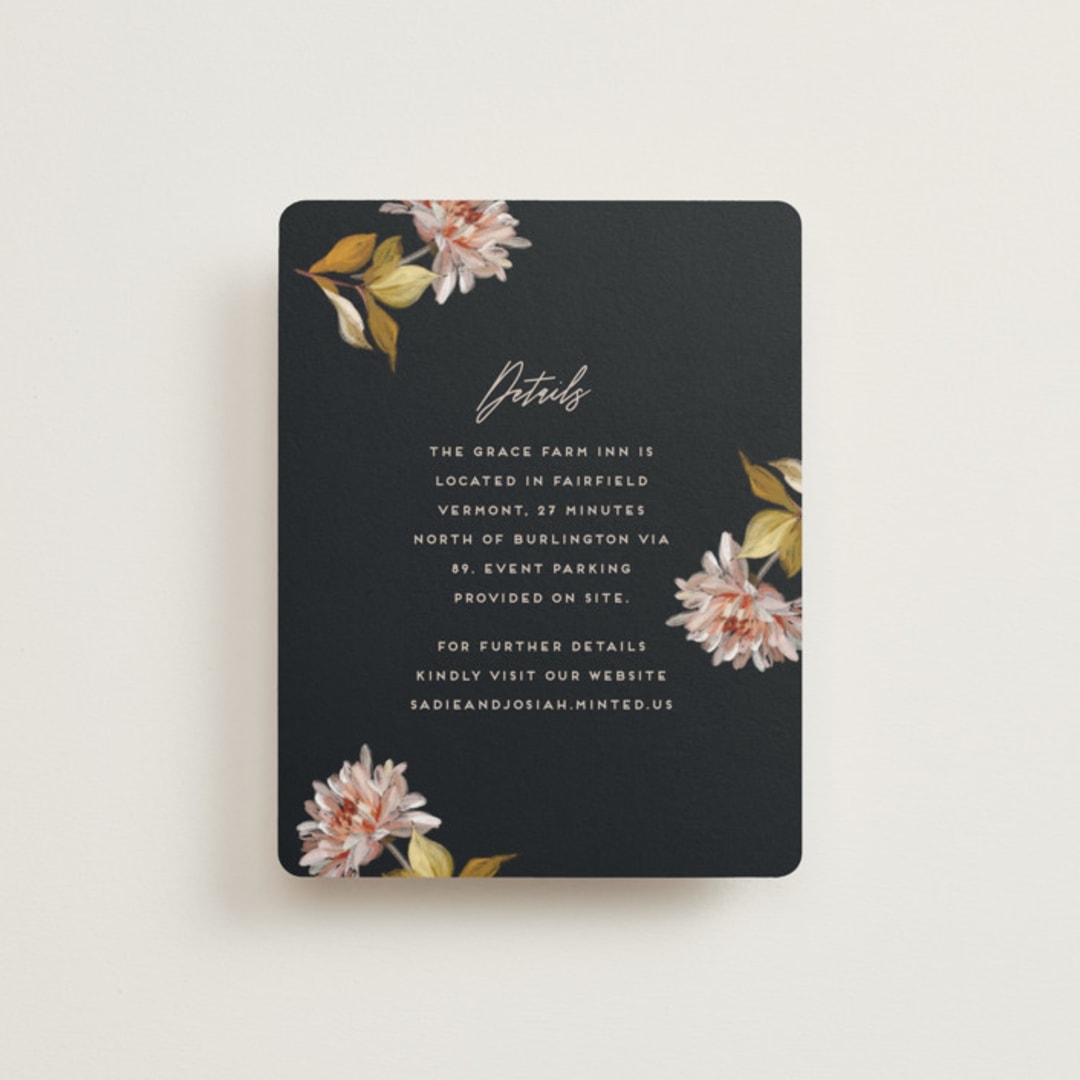 "Dahlia Season" - Direction Cards in Navy by Olivia Kanaley Inman - Front