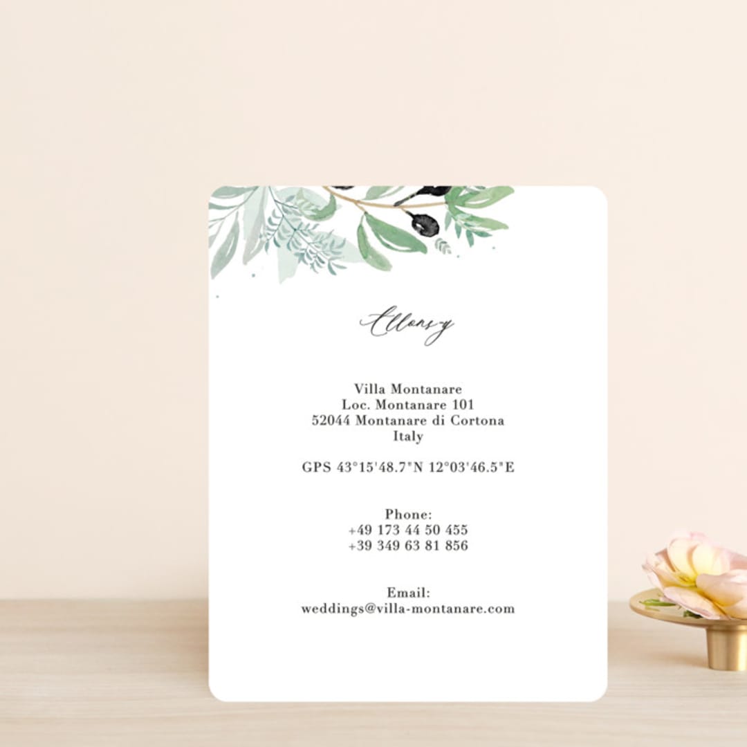 "Olivier" - Direction Cards in Olive by Bonjour Paper - Front