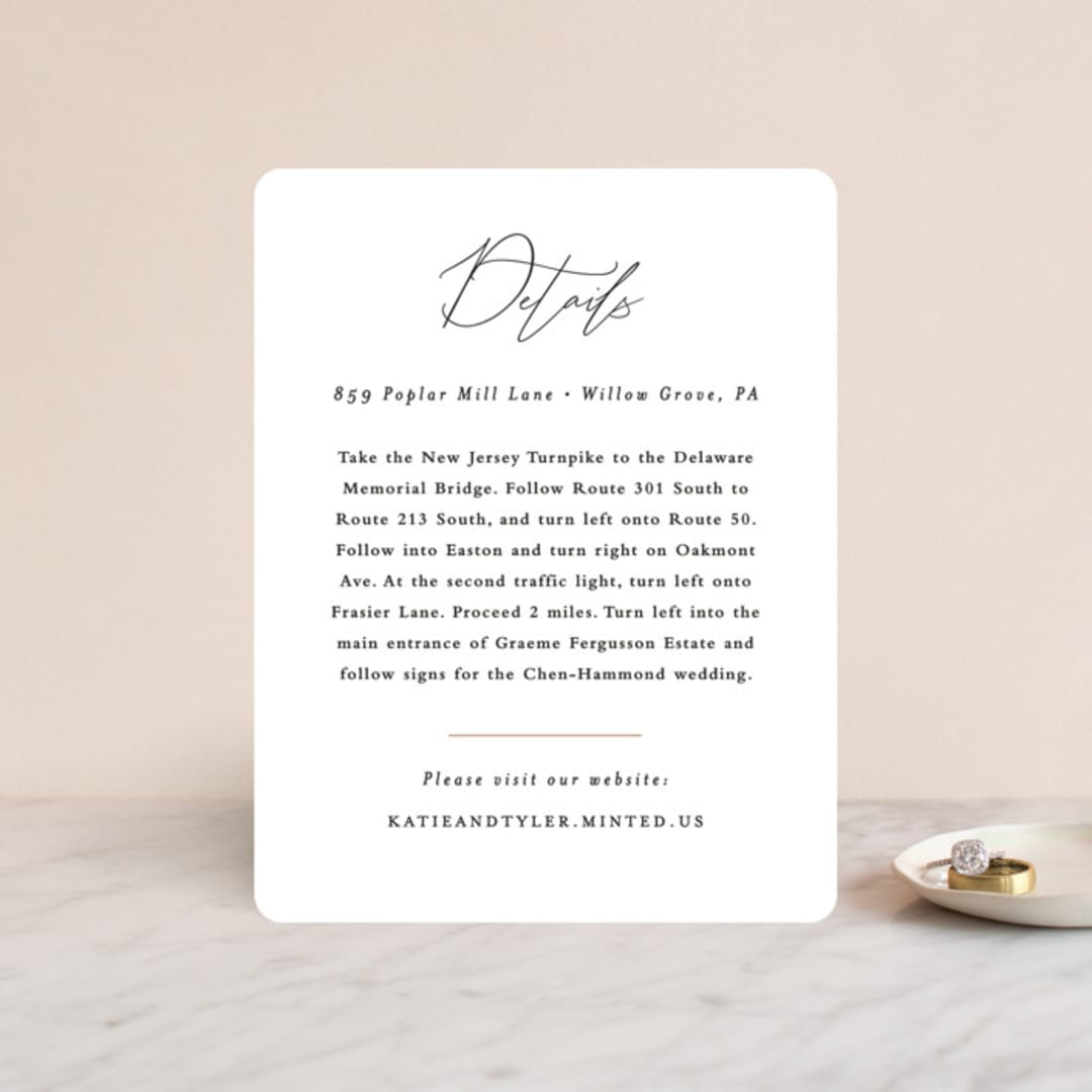 "Tallulah" - Direction Cards in Linen by Jennifer Wick - Front