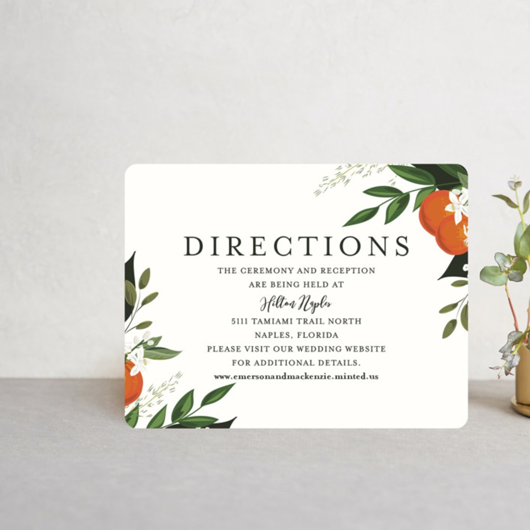 "Orange Blossoms" - Direction Cards in Pearl by Susan Moyal - Front