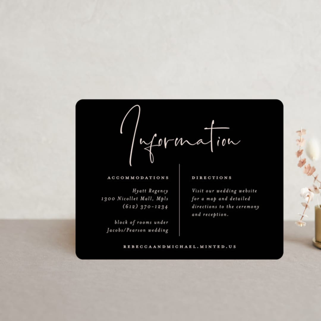 "Eternity Script" - Direction Cards in Blush by Michelle Taylor - Front