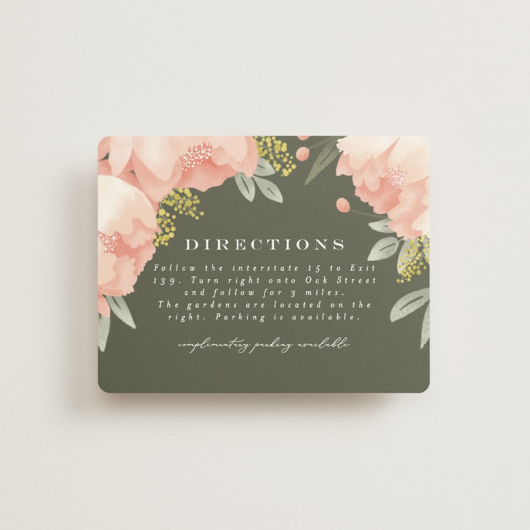 "Peony Wreath" - Direction Cards in Peach by Joanna Griffin - Front