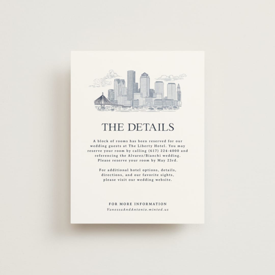 "Boston Toile" - Direction Cards in Marine by Jenna Holcomb - Front
