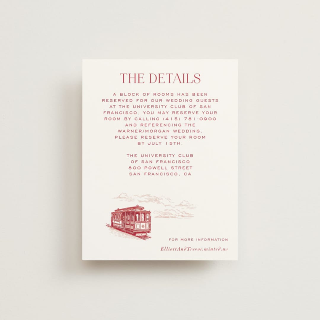 "San Francisco Toile" - Direction Cards in Scarlet by Jenna Holcomb - Front