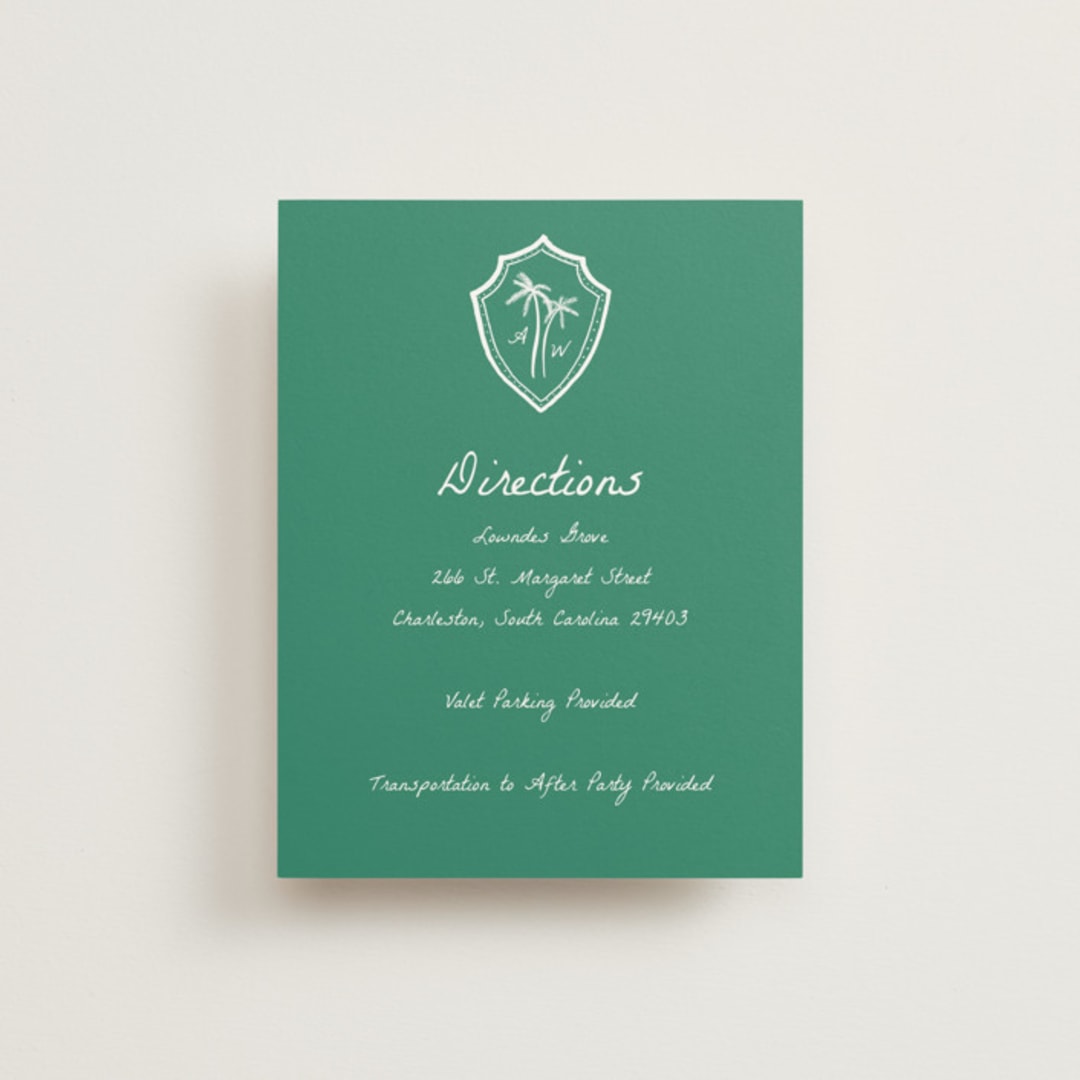 "Palm Tree Crest" - Direction Cards in Palm by Erika Firm - Front