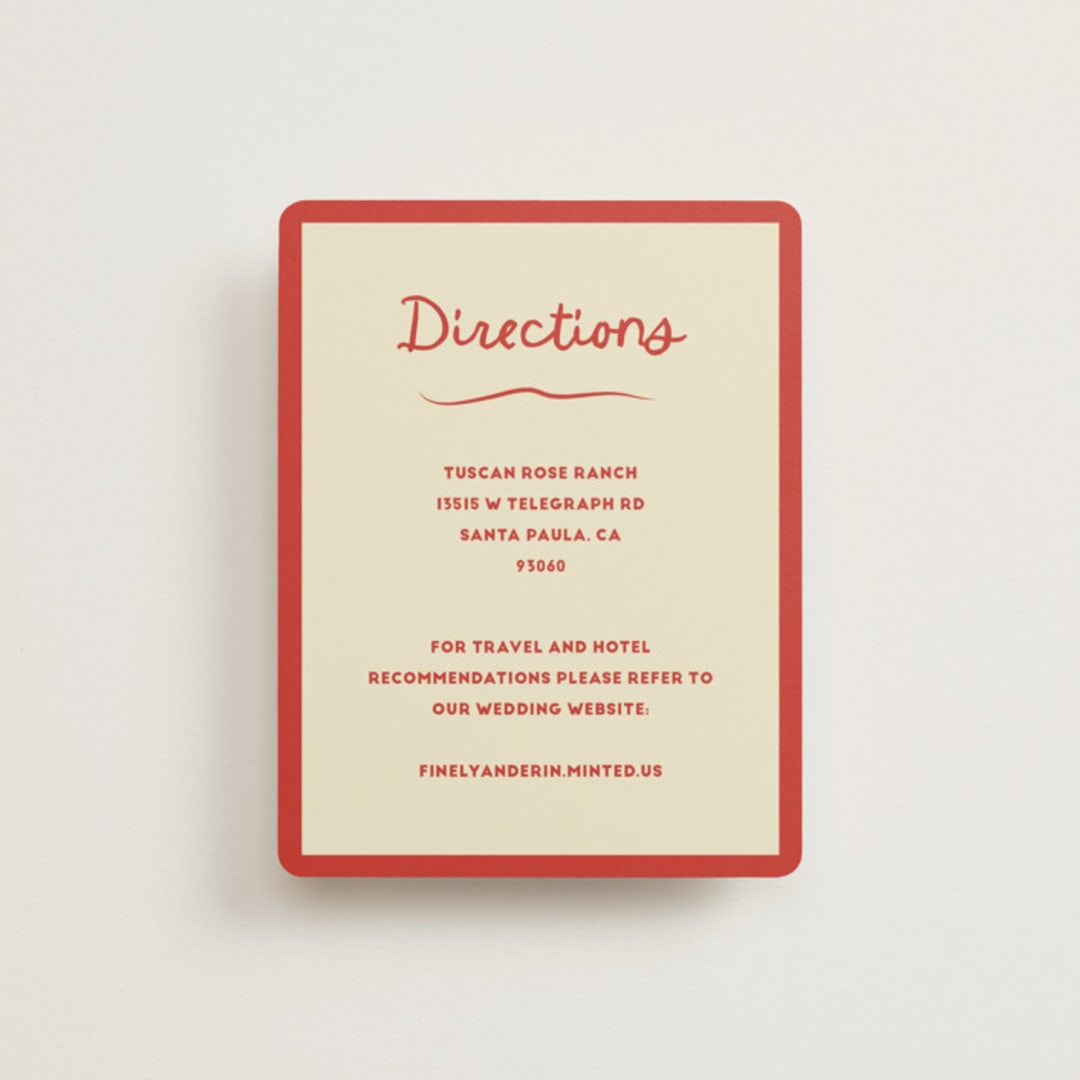 "Big Heart Wedding" - Direction Cards in Cherry by Ani Somi - Front