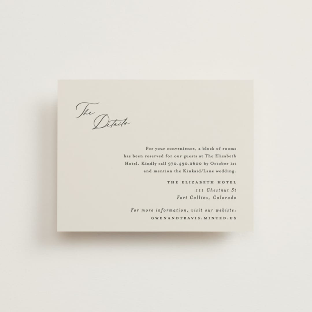 "kinkaid" - Direction Cards in Ivory by Carolyn Nicks - Front