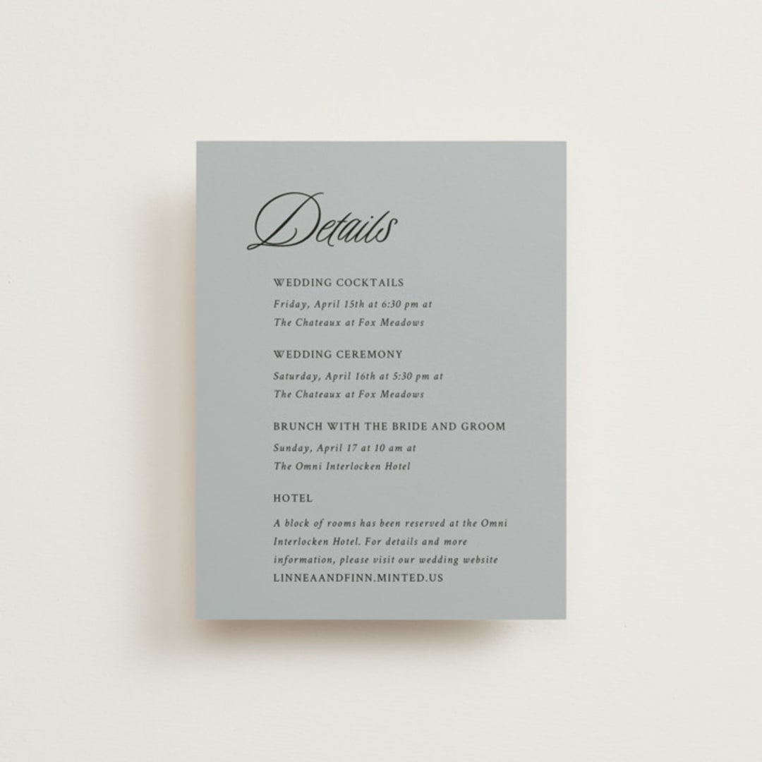 "Sophistique" - Direction Cards in Linen by Cindy Reynolds - Front