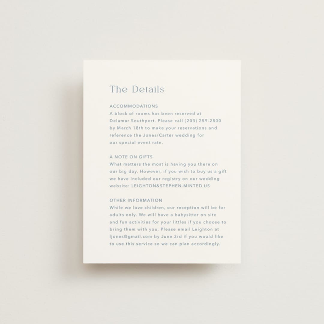 "Leighton" - Direction Cards in Lakeshore Blue by Jennifer Postorino - Front