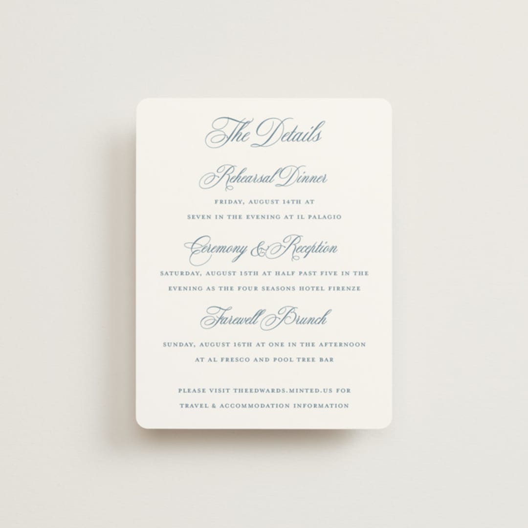"Empire" - Direction Cards in Dusty Blue by Jennifer Postorino - Front