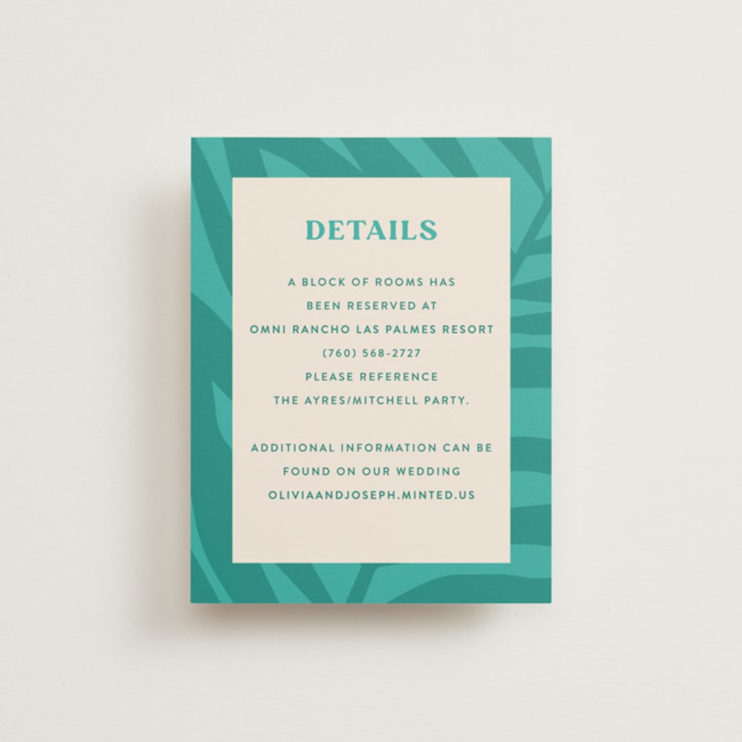 "The Palm" - Direction Cards in Flamingo by Pixel and Hank - Front