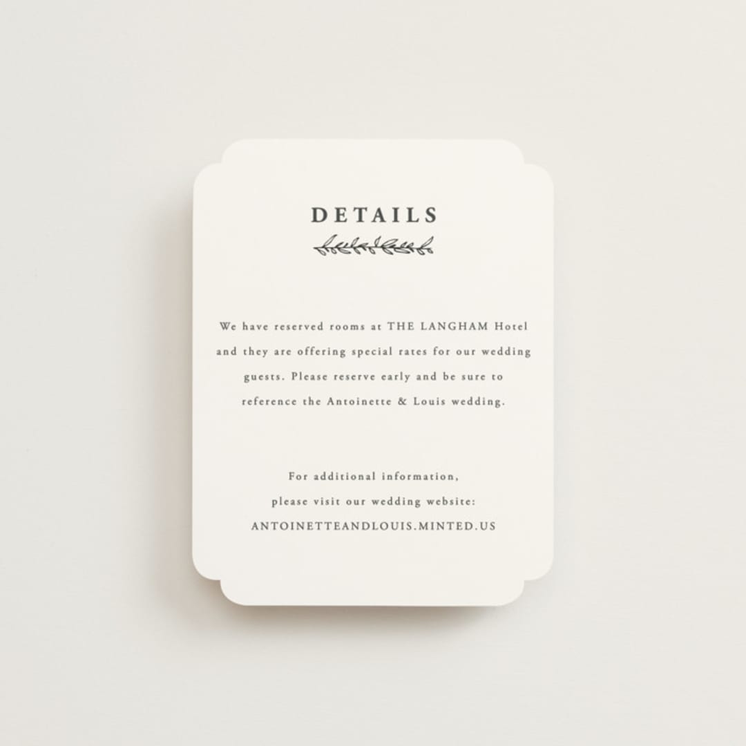 "Antoinette" - Direction Cards in Ivory by lulu and isabelle - Front