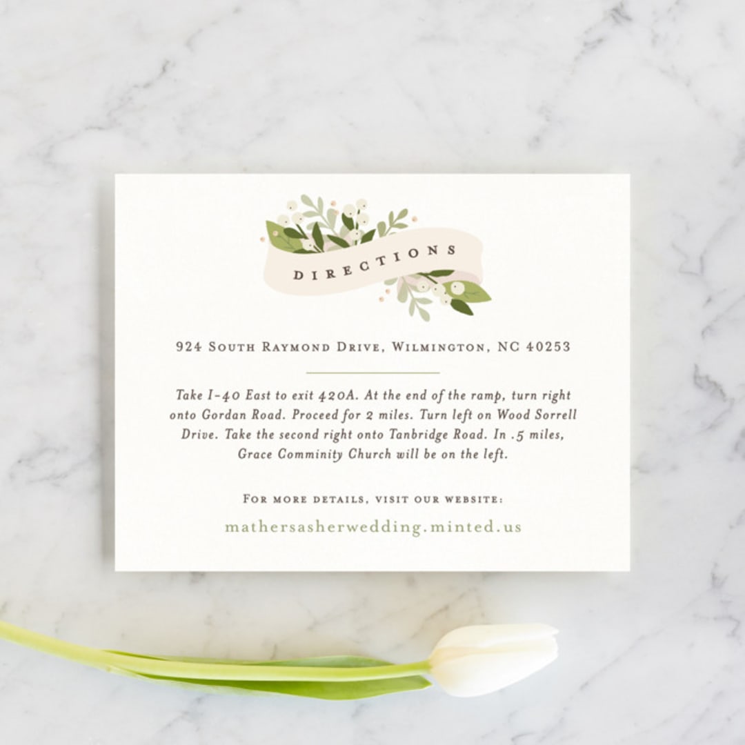 "Ribbonly" - Direction Cards in Blush by Jennifer Wick - Front