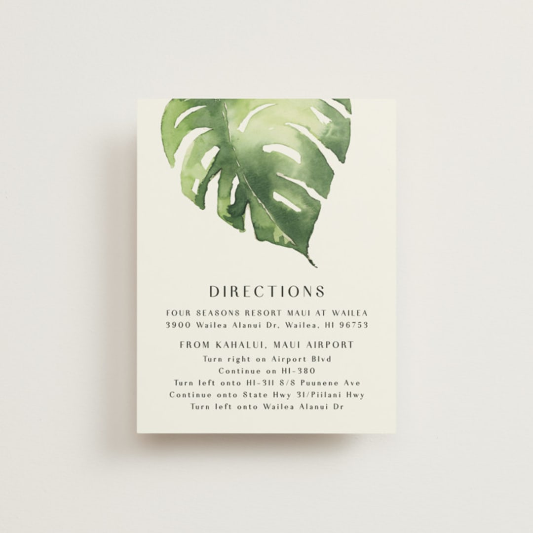 "Tropical Vows" - Direction Cards in Jade by Chris Griffith - Front