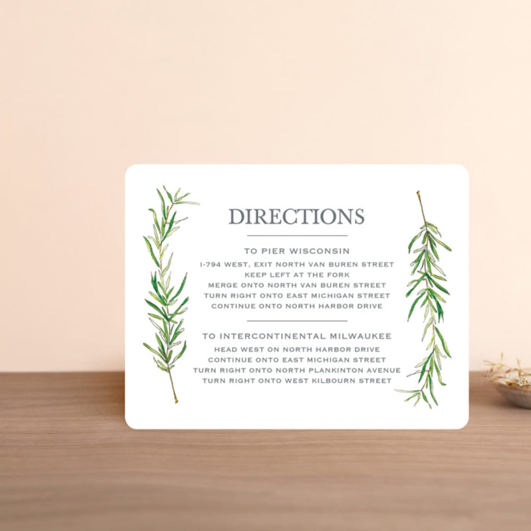 "Simple Sprigs" - Direction Cards in Fern by Erin Deegan - Front