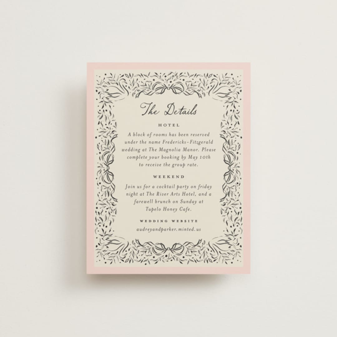 "Hand Illustrated Crest" - Direction Cards in Peony by Jackie Crawford - Front