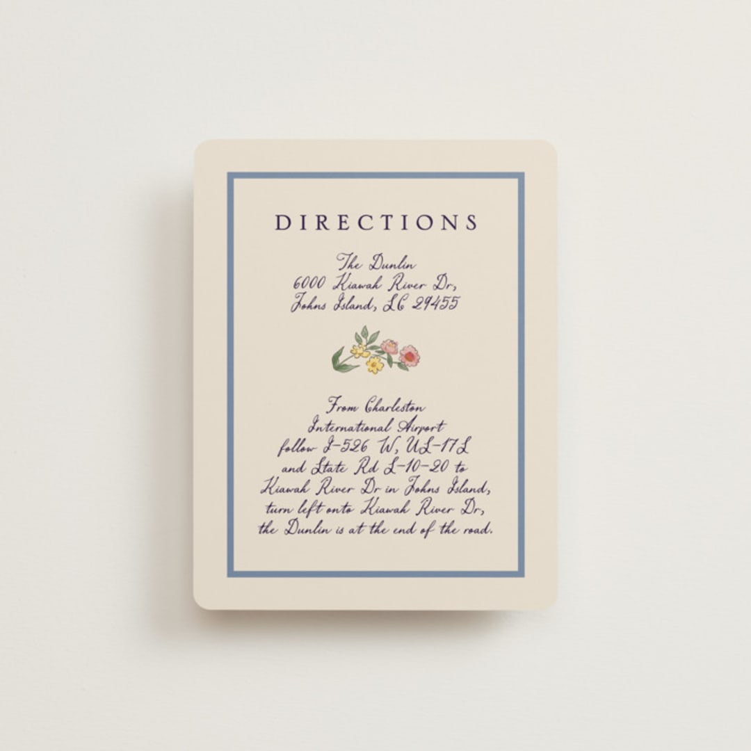"A wedding in Low Country" - Direction Cards in Cornflower by Chris Griffith - Front