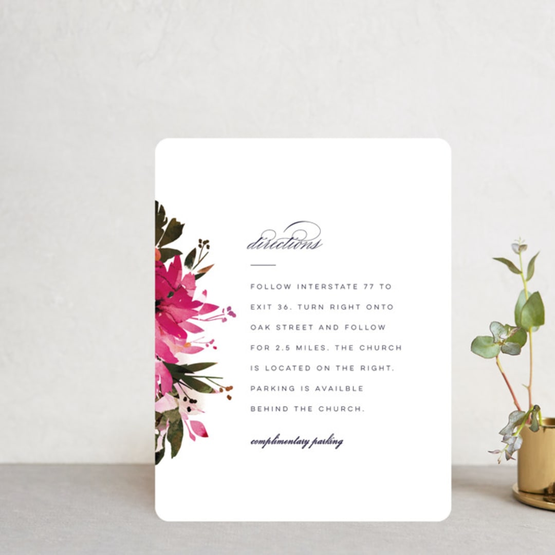 "Peeking Florals" - Direction Cards in Fuchsia by Lori Wemple - Front