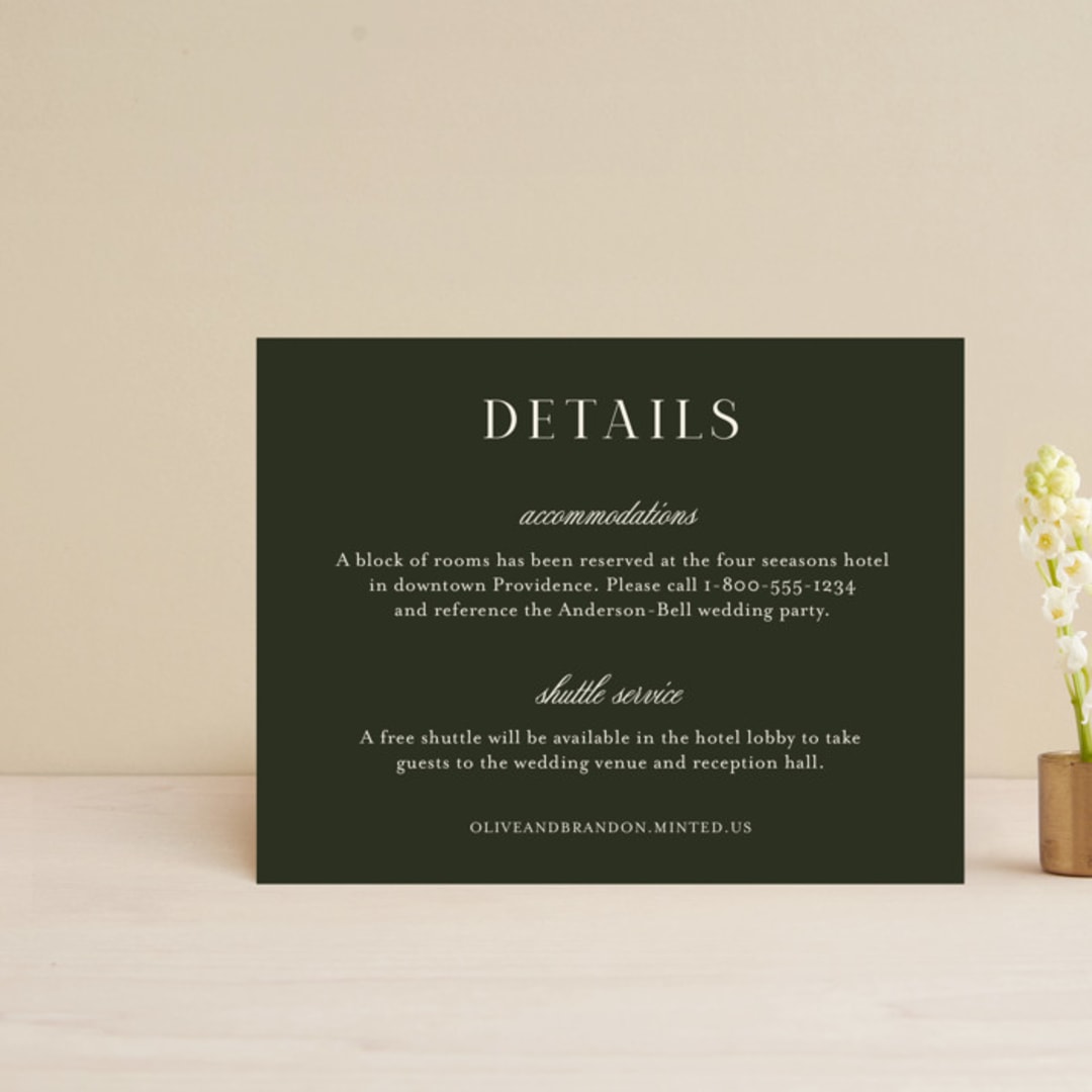 "Warner" - Direction Cards in Emerald by Carrie ONeal - Front