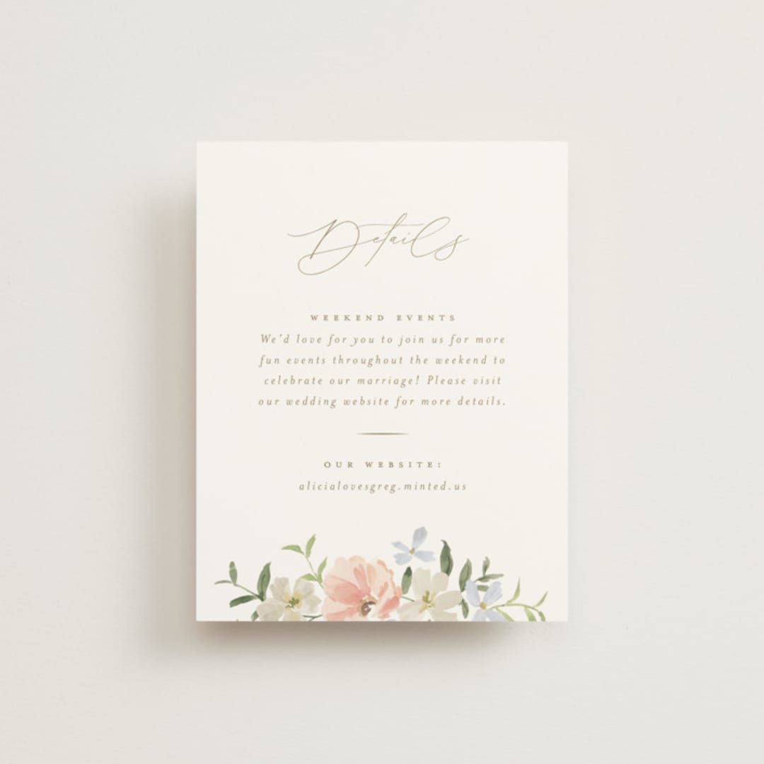 "Garden View" - Direction Cards in Peach by Everett Paper Goods - Front