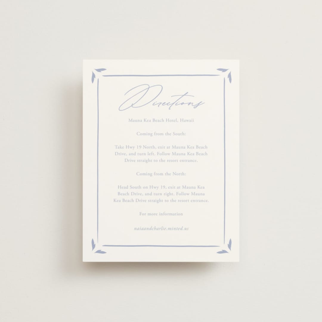 "Ocean Dreams" - Direction Cards in Pale Cerulean by Sabrin Deirani - Front