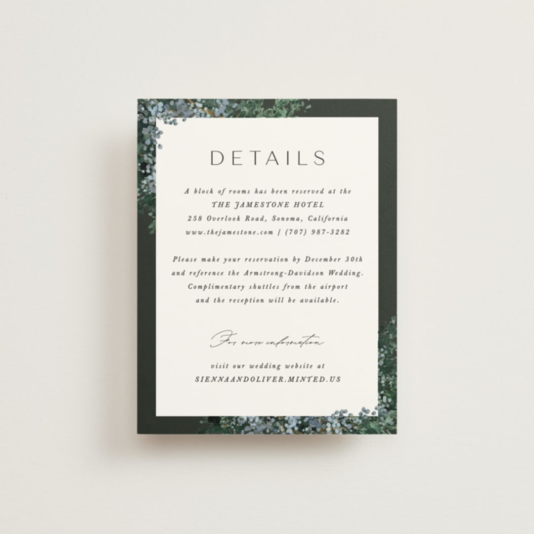 "Juniper" - Direction Cards in Emerald by Kate Ahn - Front