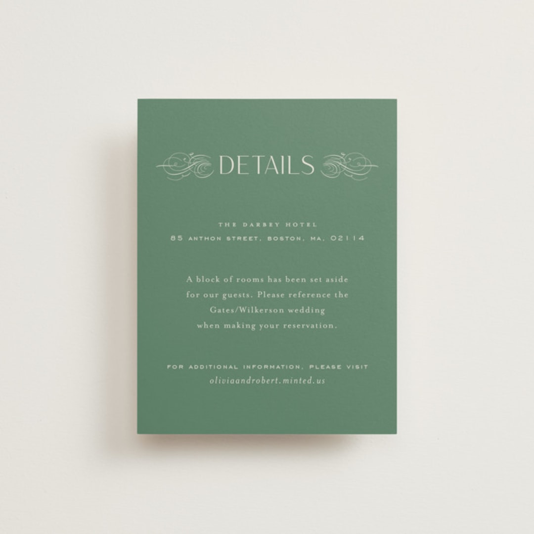 "Chantilly" - Direction Cards in Emerald by Kimberly Morgan - Front
