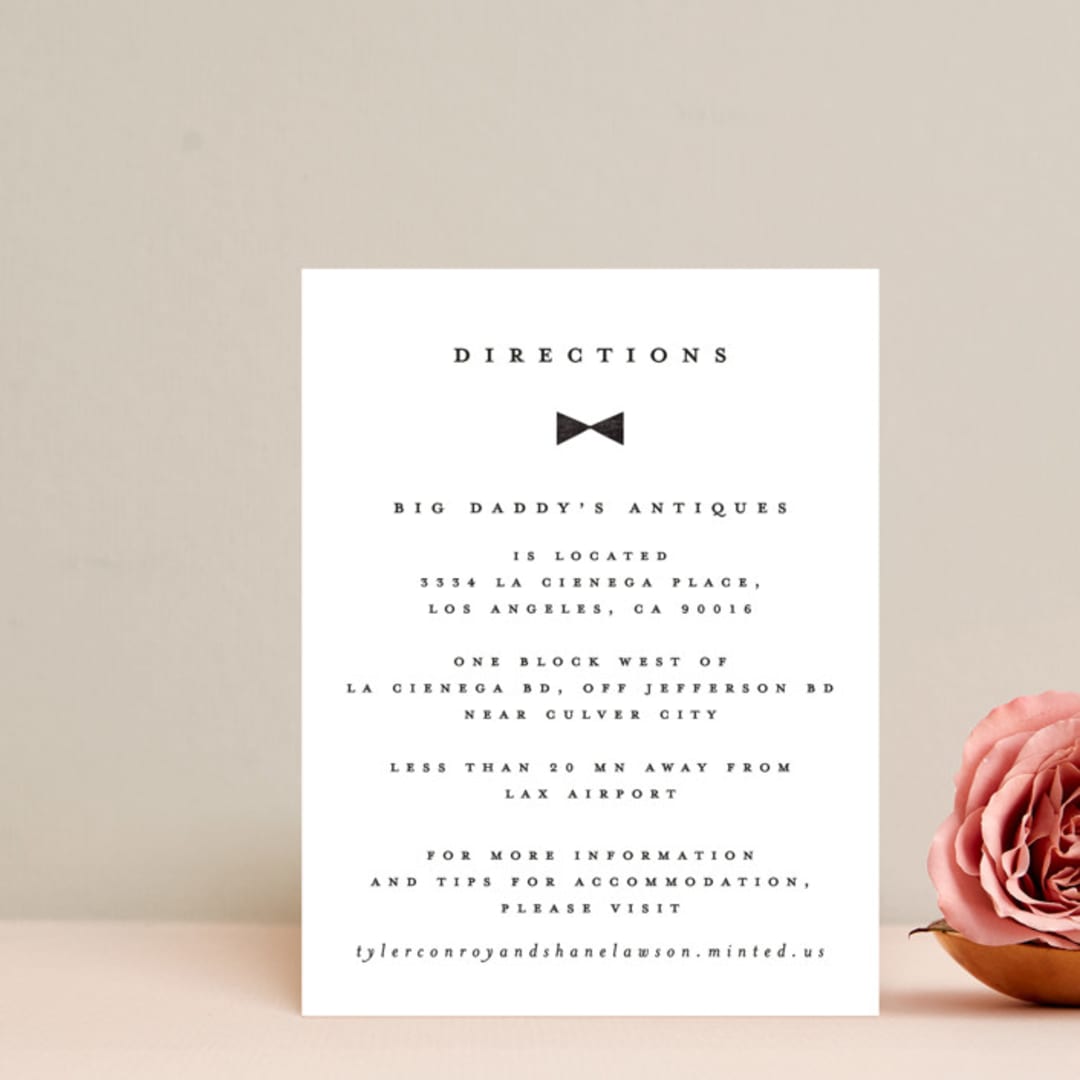 "Beau tied" - Direction Cards in Tuxedo by Gwen Bedat - Front