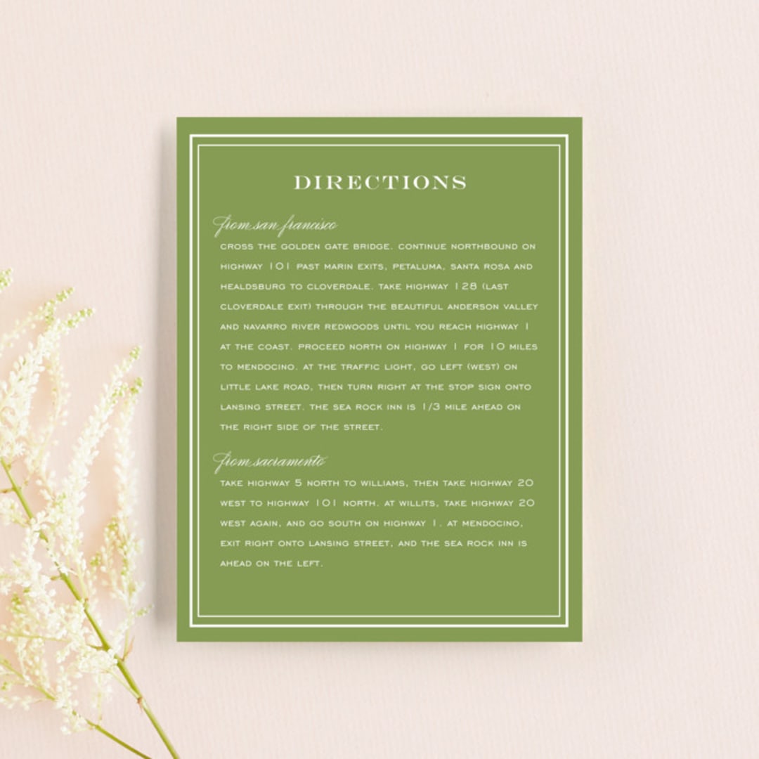 "Country Club" - Direction Cards in Spring Green by Annie Clark - Front