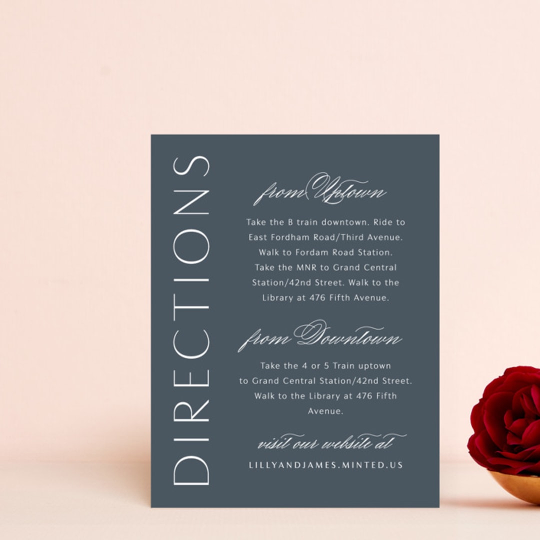"Regal" - Direction Cards in Marine by Lauren Chism - Front