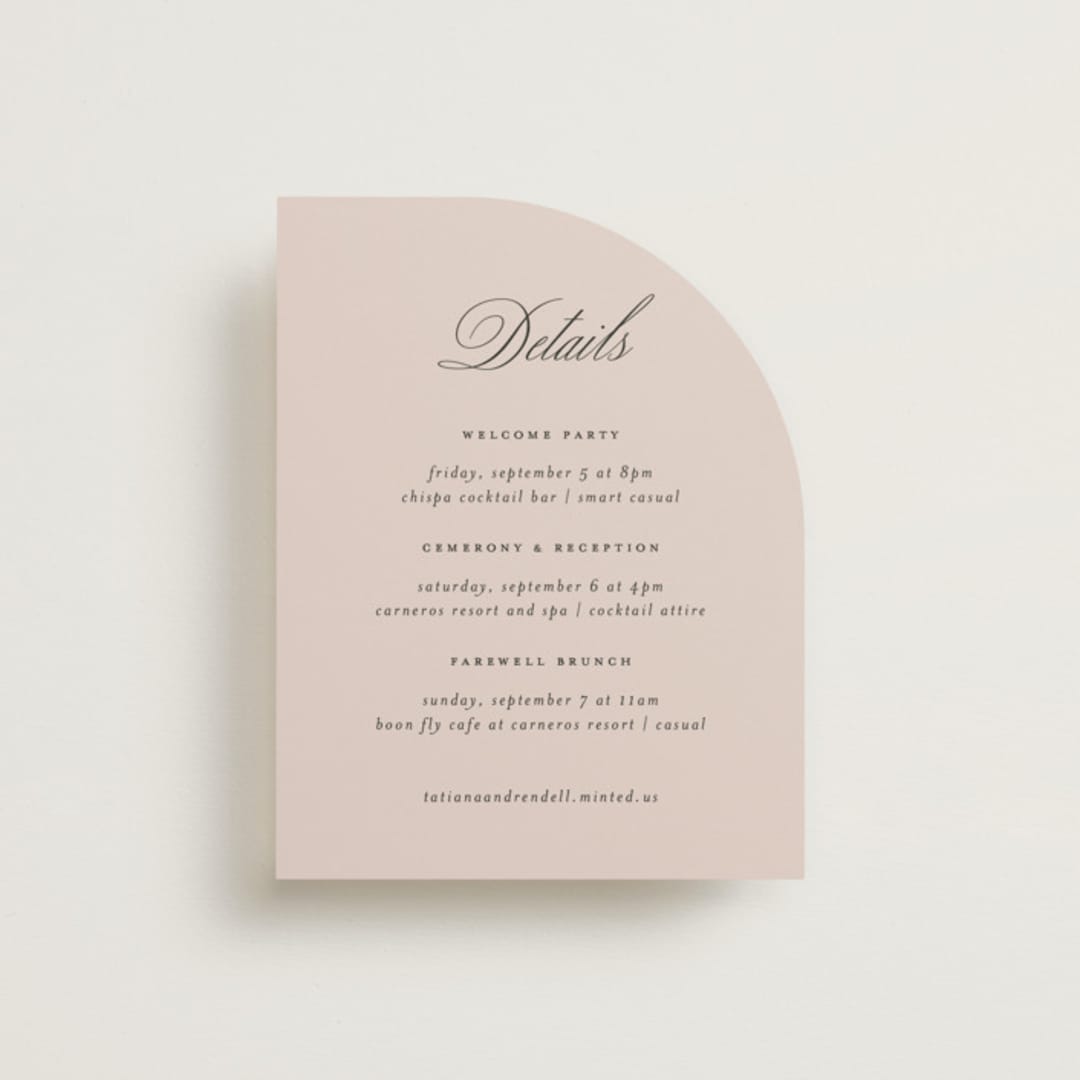 "Arch Monogram" - Direction Cards in Dusty Rose by Kelly Schmidt - Front