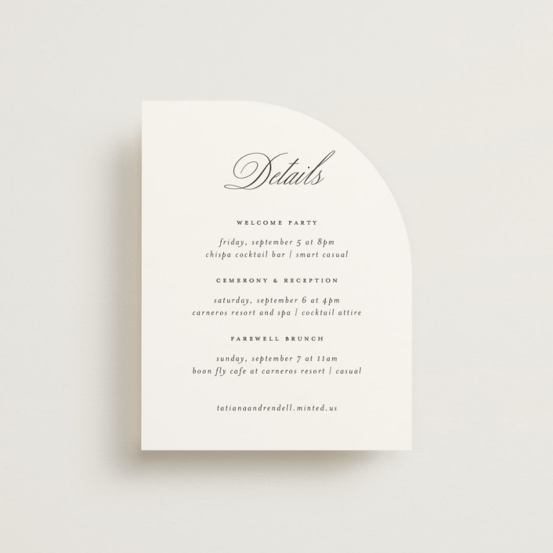 "Arch Monogram" - Direction Cards in Silk by Kelly Schmidt - Front