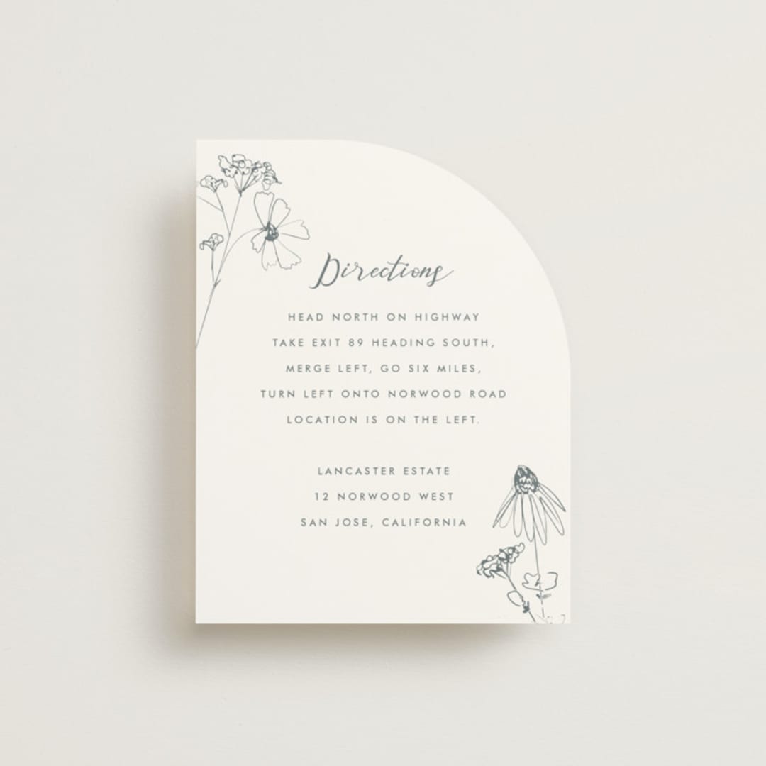 "Sketched Florals" - Direction Cards in Storm by Baumbirdy - Front