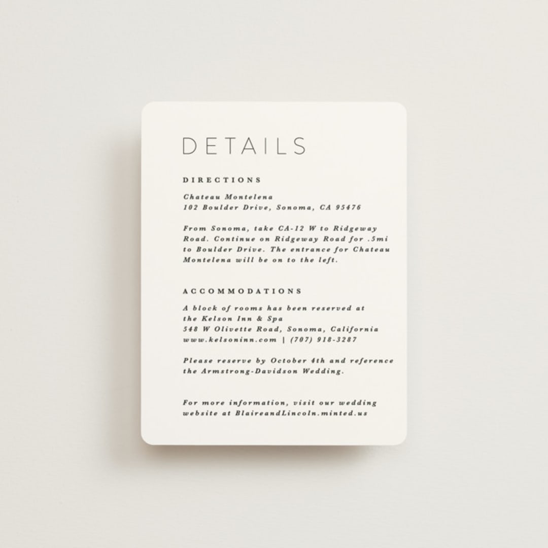 "Paire" - Direction Cards in Tuxedo by Kate Ahn - Front