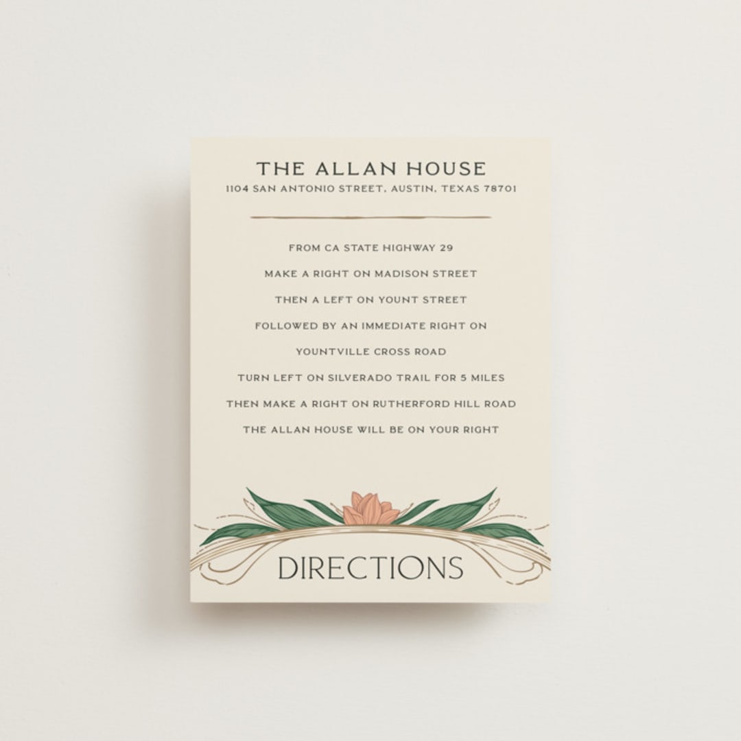"Charming" - Direction Cards in Almond by GeekInk Design - Front