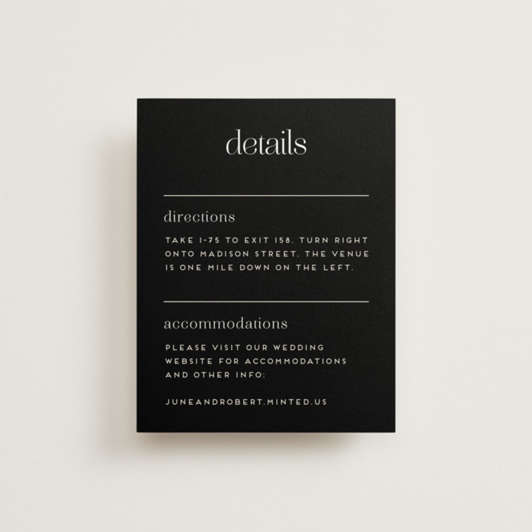 "Aligning" - Direction Cards in Tuxedo by Genna Blackburn - Front