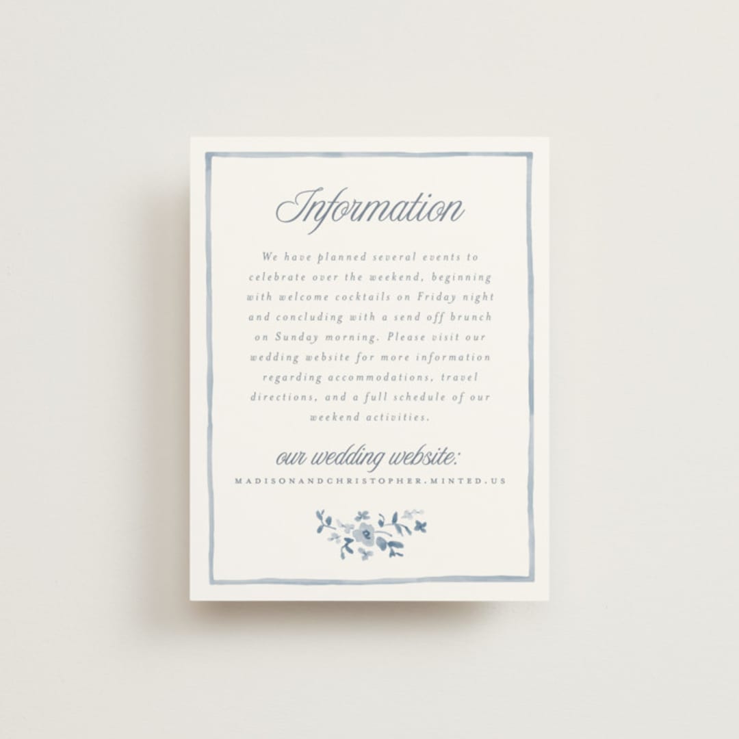 "Wildflower Corners" - Direction Cards in Bluebell by Everett Paper Goods - Front