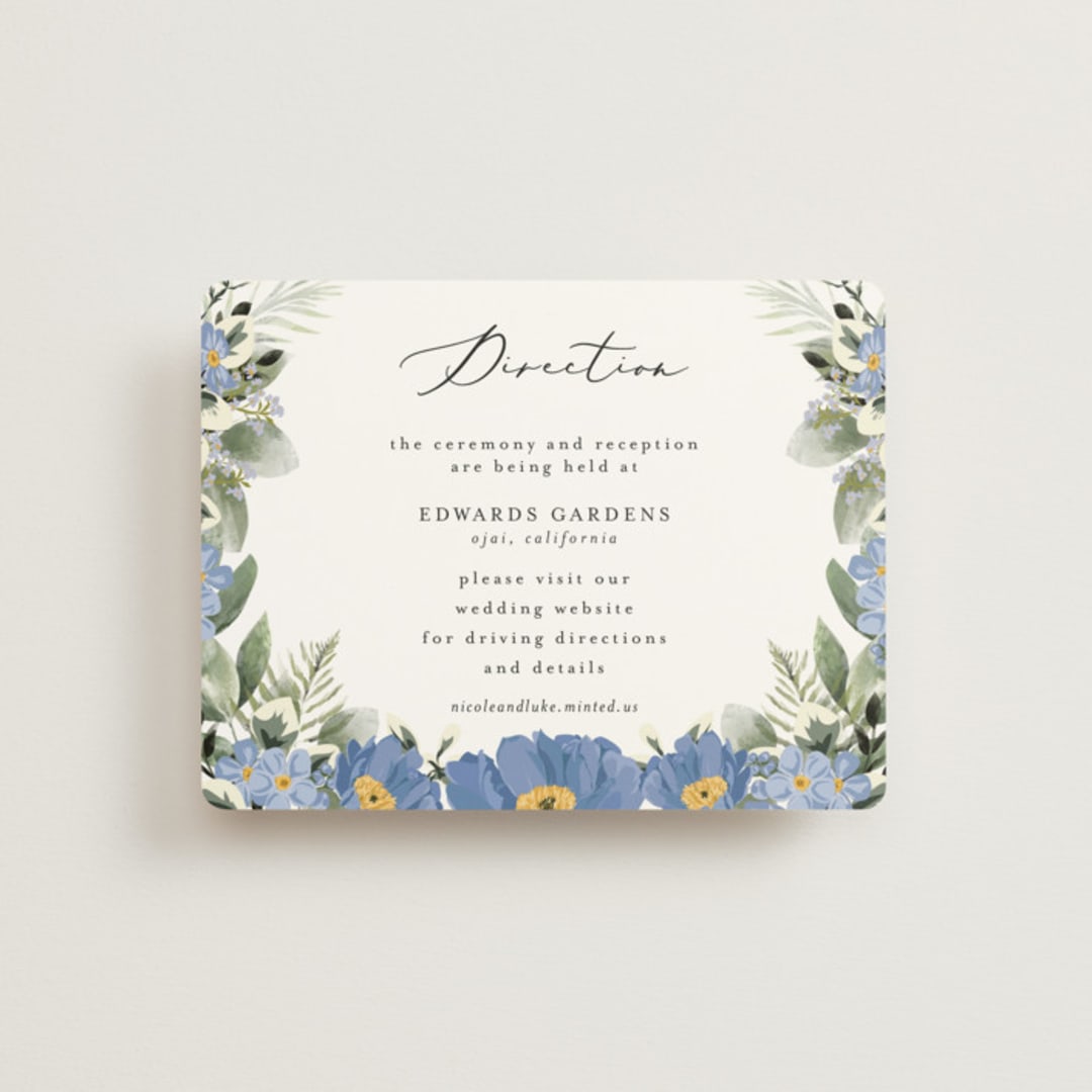 "Botanical Swag" - Direction Cards in Periwinkle by Susan Moyal - Front