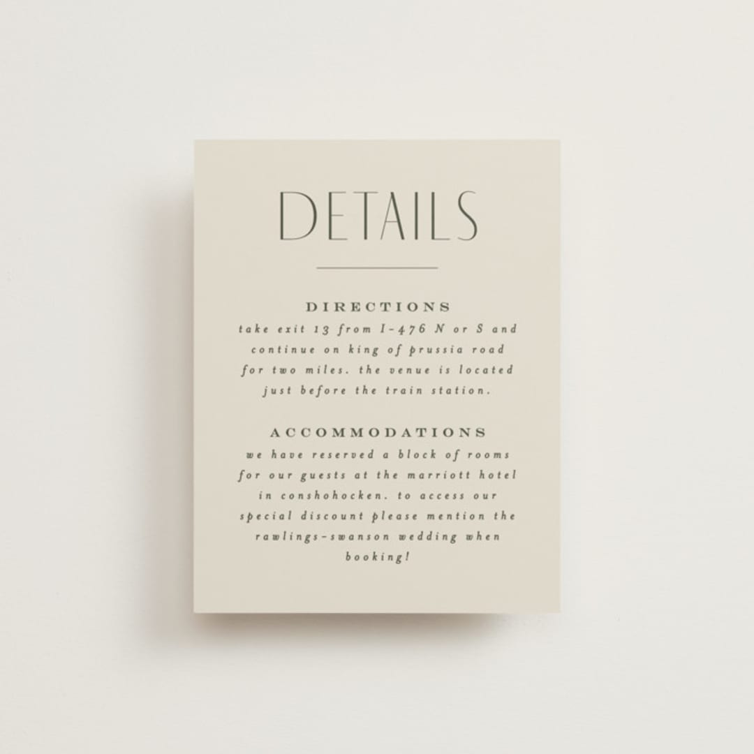 "Moderne" - Direction Cards in Graphite by Everett Paper Goods - Front