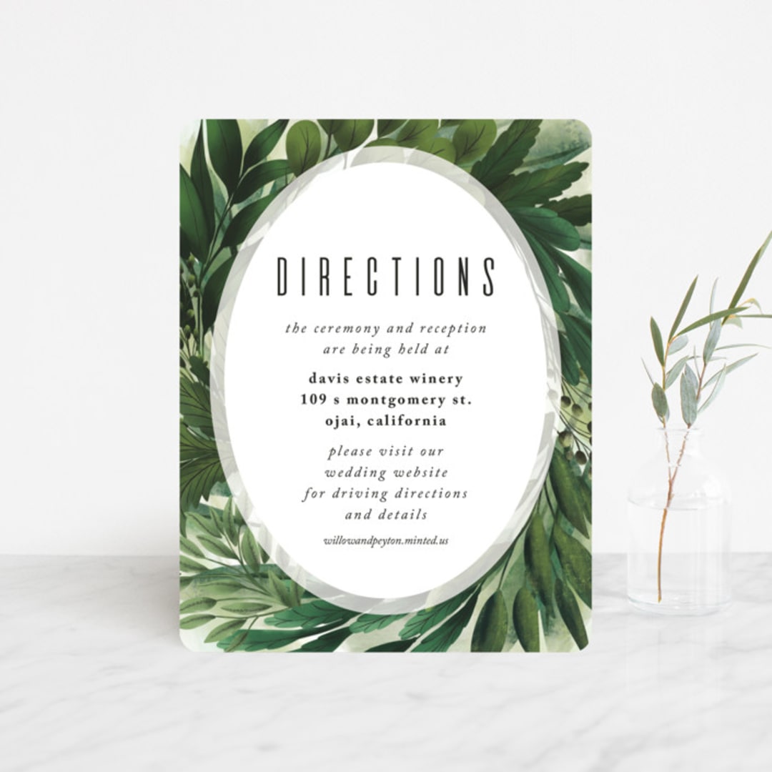 "Fresh Greens" - Direction Cards in Emerald by Susan Moyal - Front