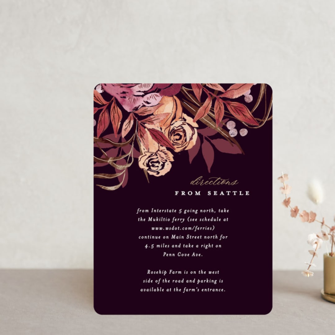 "Fall Floral" - Direction Cards in Mauve by Alethea and Ruth - Front