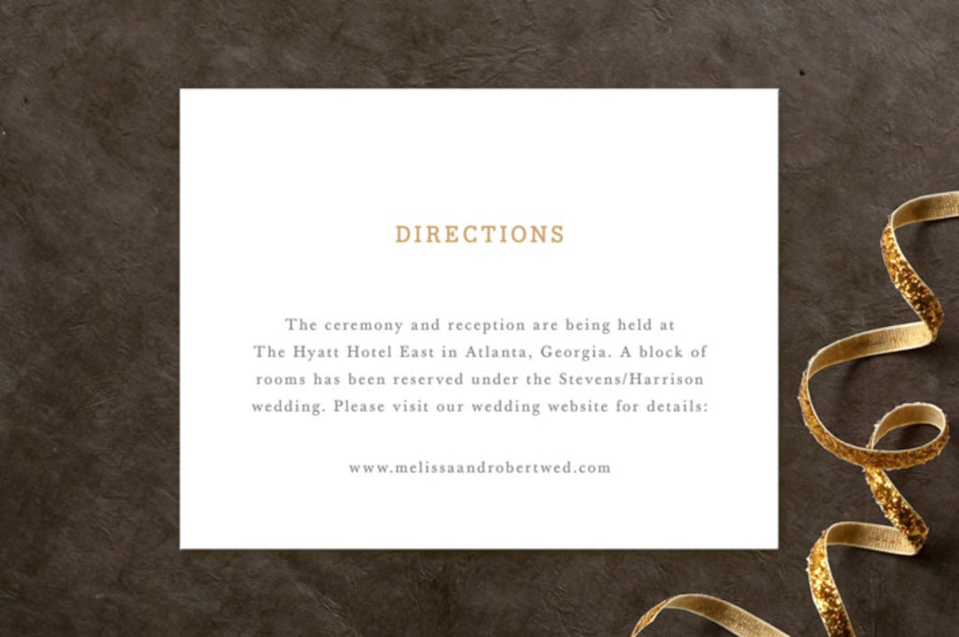 "Ornate Monogram" - Direction Cards in Faux Gold by Kristen Smith - Front