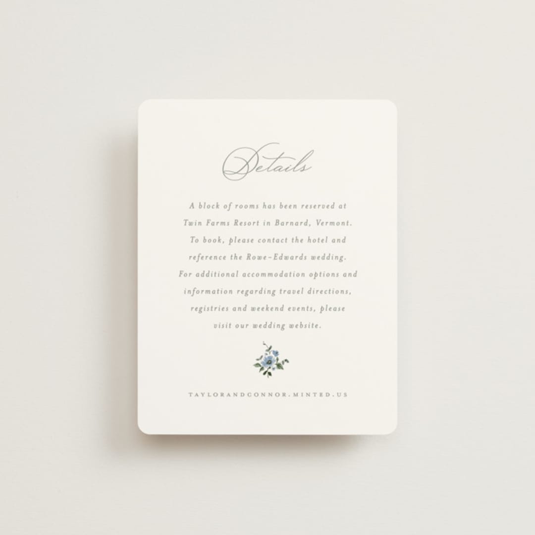 "Foliage Crest" - Direction Cards in Sky by Everett Paper Goods - Front