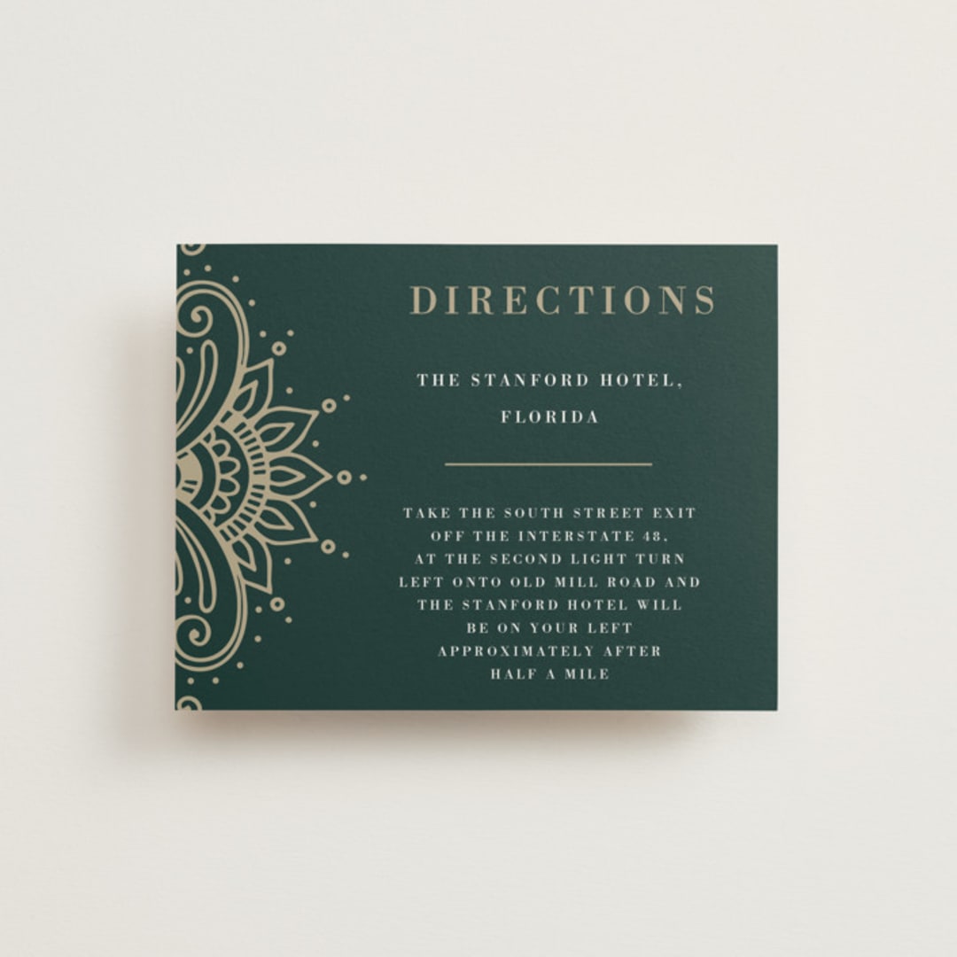 "Engraved Paisley" - Direction Cards in Cardamom by Oma N. Ramkhelawan - Front