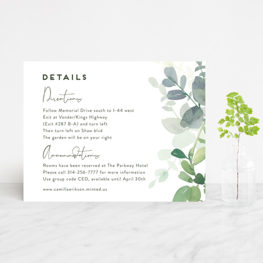 "Soft Eucalyptus" - Direction Cards in Garden by Yao Cheng Design - Front