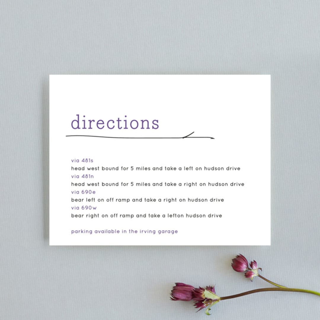"Birds of a Feather" - Direction Cards in Plum by R studio - Front
